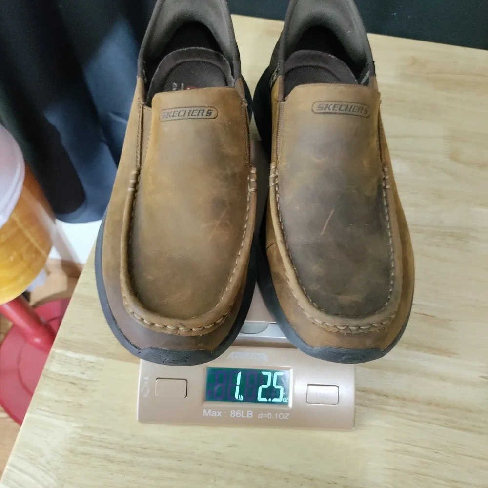 Skechers Hands Free Slip-ins Parson Brown Leather Moc Toe Loafers Mens